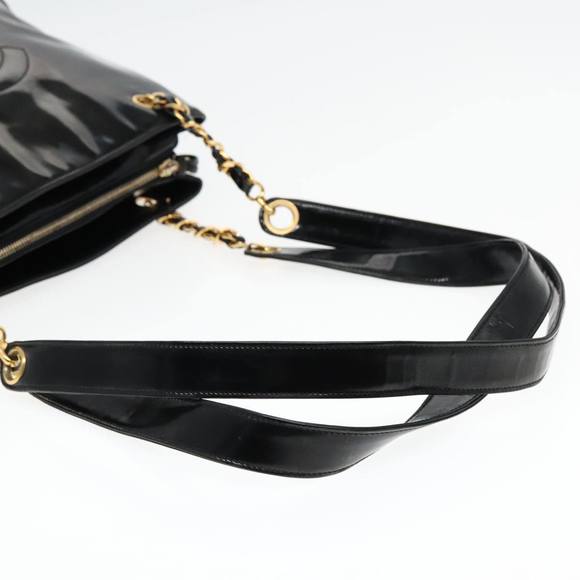 CHANEL COCO Mark Chain Shoulder Bag Patent leather Black Gold CC Auth bs18484 - Picture 7 of 16